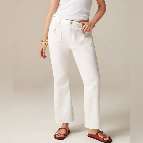 J.Crew Sailor mid-rise relaxed demi-boot jean in white NWT Size 31 - Picture 1 of 12